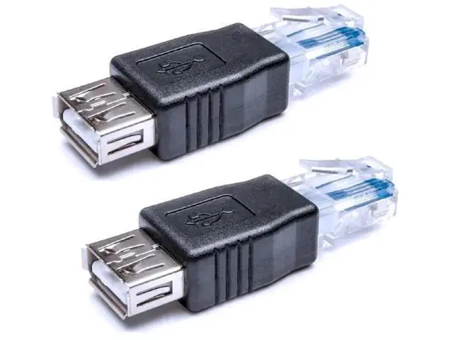 Main image of 2 Pack Ethernet to USB Adapter, USB to Ethernet Adapter, RJ45 Ethernet Male to USB Female Converter, USB to RJ45 Connector for ADSL Modem, Router, Camera with Network Function