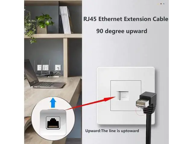 Alt view image 3 of 6 - 90 Degree RJ45 Ethernet Extension Cable,Turn Up Cat5 LAN Cable Extender RJ45 Network Patch Cord Male to Female Connector for Router Modem Smart TV PC Computer Laptop (Up Angle Black-50CM)