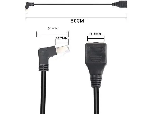 Alt view image 5 of 6 - 90 Degree RJ45 Ethernet Extension Cable,Turn Up Cat5 LAN Cable Extender RJ45 Network Patch Cord Male to Female Connector for Router Modem Smart TV PC Computer Laptop (Up Angle Black-50CM)