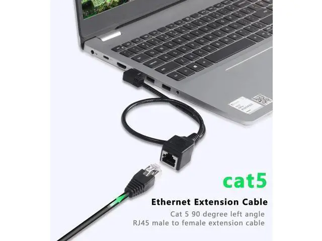 Alt view image 2 of 6 - 90 Degree RJ45 Ethernet Extension Cable,Turn Left Cat5 LAN Cable Extender RJ45 Network Patch Cord Male to Female Connector for Router Modem Smart TV PC Computer Laptop (Left Angle Black-50CM)