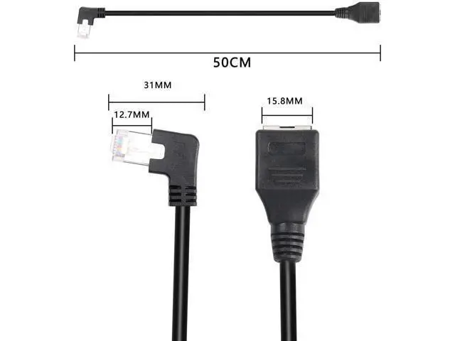 Alt view image 4 of 6 - 90 Degree RJ45 Ethernet Extension Cable,Turn Left Cat5 LAN Cable Extender RJ45 Network Patch Cord Male to Female Connector for Router Modem Smart TV PC Computer Laptop (Left Angle Black-50CM)