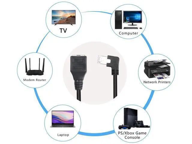 Alt view image 5 of 6 - 90 Degree RJ45 Ethernet Extension Cable,Turn Left Cat5 LAN Cable Extender RJ45 Network Patch Cord Male to Female Connector for Router Modem Smart TV PC Computer Laptop (Left Angle Black-50CM)
