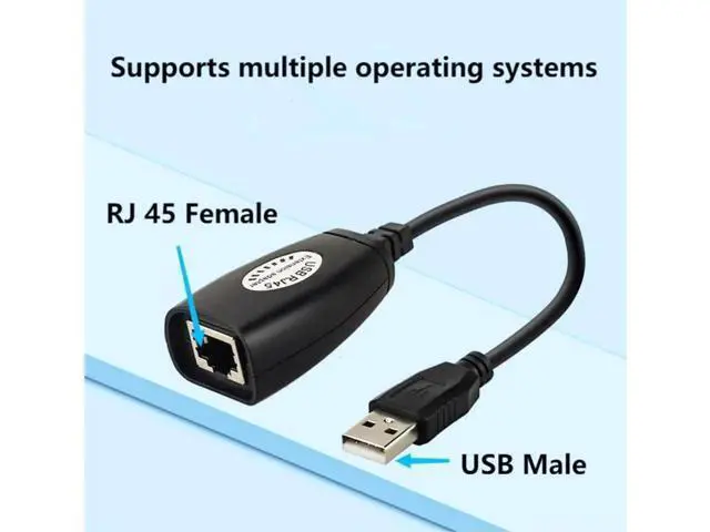 Alt view image 6 of 6 - USB to RJ45 Extension Adapter Over RJ45 Ethernet LAN Splitter Cable USB 2.0 Extender Over Cat5/Cat5e/Cat6 Cable Connector Adapter up to 150ft 1 Pair