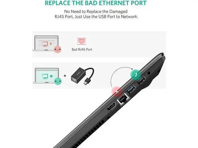 Alt view image 5 of 7 - Ethernet Adapter USB 2.0 to 10/100 Network RJ45 Lan Wired Adapter for Nintendo Switch,Wii,Wii U,Macbook,Chromebook, Windows 10,8.1,Mac OS,Surface Pro,Linux ASIX AX88772 Chipset (Black)