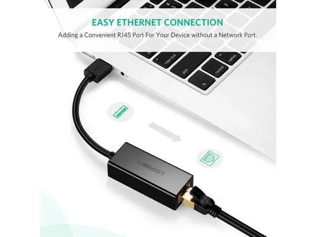 Alt view image 7 of 7 - Ethernet Adapter USB 2.0 to 10/100 Network RJ45 Lan Wired Adapter for Nintendo Switch,Wii,Wii U,Macbook,Chromebook, Windows 10,8.1,Mac OS,Surface Pro,Linux ASIX AX88772 Chipset (Black)