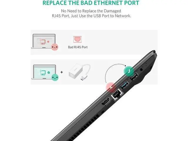 Alt view image 4 of 7 - Ethernet Adapter USB 2.0 to 10/100 Network RJ45 Lan Wired Adapter for Nintendo Switch,Wii,Wii U,Macbook,Chromebook,Windows 10,8.1,Mac OS, Surface Pro, Linux ASIX AX88772 Chipset (White)