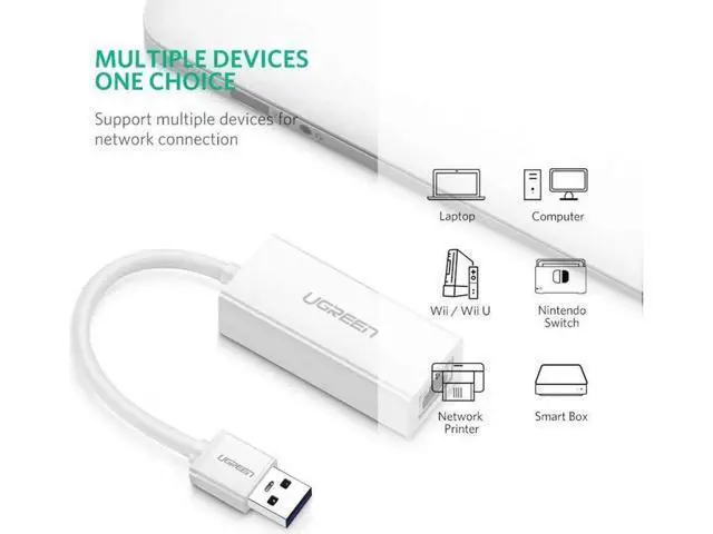 Alt view image 5 of 7 - Ethernet Adapter USB 2.0 to 10/100 Network RJ45 Lan Wired Adapter for Nintendo Switch,Wii,Wii U,Macbook,Chromebook,Windows 10,8.1,Mac OS, Surface Pro, Linux ASIX AX88772 Chipset (White)