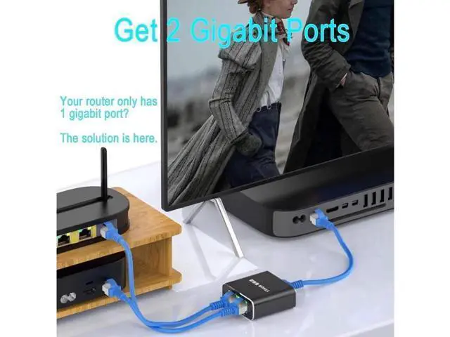 Alt view image 3 of 7 - Gigabit Ethernet Cable Splitter 1 to 2, RJ45 Splitter 1 in 2 Out hub, 1000Mbps Shielded Ethernet Splitter, Internet Cable 8P8C Extender Plug LAN Cable for Cat5, Cat5e, Cat6, Cat7,Cat8