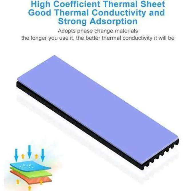 Alt view image 4 of 4 - M.2 2280 Heatsink, Double-Sided Heat Sink Alloy Aluminum NGFF NVME Cooling Sink with 4 Thermal Conductivity Silicone Pads M.2 SSD Cooler Set for 2280 M.2 SSD