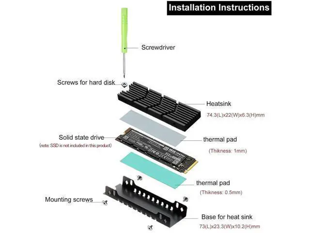 Alt view image 4 of 7 - M.2 2280 SSD Heatsink for PS5 & PC, NVMe Cooler with Thermal Pad for Samsung 990/980/970, WD SN850/SN770, Seagate FireCuda 530