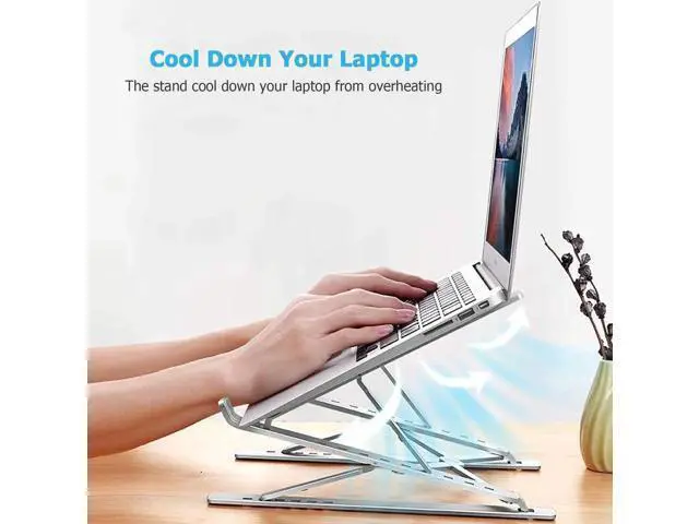 Alt view image 3 of 7 - Laptop Stand for Desk, Laptop Riser,Aluminum Alloy Laptop Holder Compatible with 10-15.6 Inch MacBook PC-Notebook Tablet Laptops-Silver