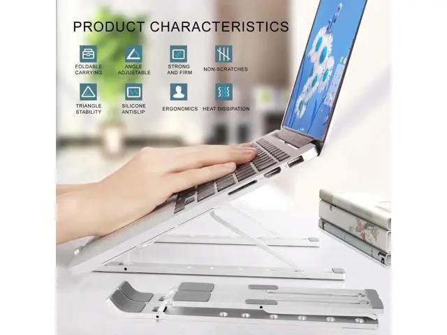 Alt view image 2 of 7 - Laptop Stand for Desk, Laptop Riser,Aluminum Alloy Laptop Holder Compatible with 10-15.6 Inch MacBook PC-Notebook Tablet Laptops-Silver