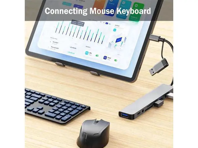 Alt view image 6 of 7 - USB C Hub USB Hub 3.0, Aluminum USB Splitter with 1 x USB 3.0, 3 x USB 2.0 and 1 x USB C, SD/TF Card Reader, 3.5mm Aux Ports for MacBook Pro Air and More PC/Laptop/Tablet Devices