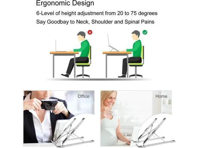 Alt view image 4 of 7 - Laptop Stand for Desk, Laptop Riser,Aluminum Alloy Laptop Holder Compatible with 10-15.6 Inch MacBook PC-Notebook Tablet Laptops-Silver