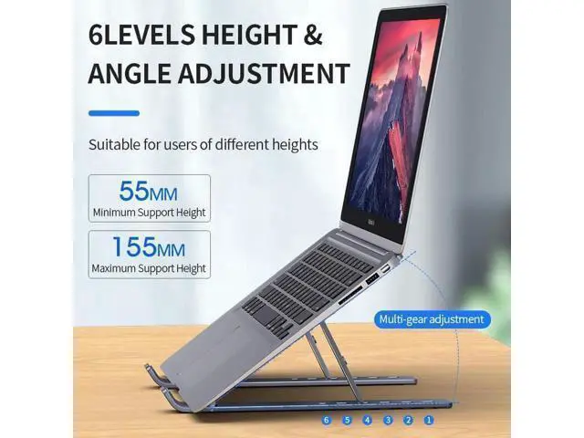 Alt view image 5 of 7 - Laptop Stand for Desk, Laptop Riser,Aluminum Alloy Laptop Holder Compatible with 10-15.6 Inch MacBook PC-Notebook Tablet Laptops-Silver