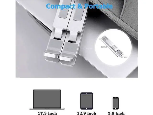 Alt view image 6 of 7 - Laptop Stand for Desk, Laptop Riser,Aluminum Alloy Laptop Holder Compatible with 10-15.6 Inch MacBook PC-Notebook Tablet Laptops-Silver