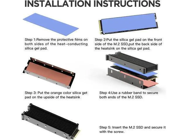 Alt view image 3 of 5 - M.2 2280 SSD Heatsink, PCIE NVME or SATA M.2 2280 SSD Double-Sided Heat Sink, M.2 SSD Heatsink for PS5/ PC, Support Samsung 990 980 Pro & WD Black SN770 SN850