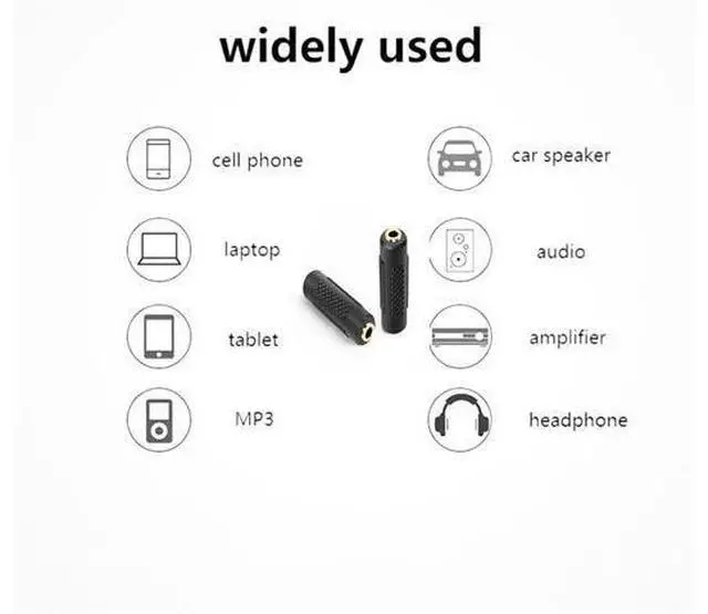 Alt view image 2 of 7 - 3.5mm Stereo Jack to 3.5mm Jack Adapter Female to Female Audio Connector Coupler Gold Plated for Stereo Cable Speaker & Headphone 2 Pack