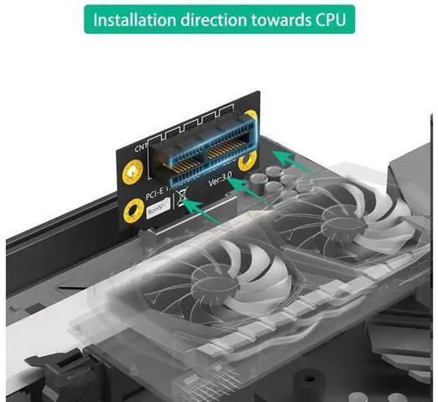 Alt view image 2 of 7 - PCI-e 1X 3.0 90 Degree Reverse Male to Female Riser Card for 1U Server (Installation Direction Towards CPU) (Height: 32cm)