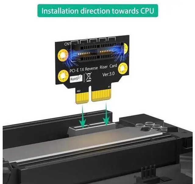Alt view image 5 of 7 - PCI-e 1X 3.0 90 Degree Reverse Male to Female Riser Card for 1U Server (Installation Direction Towards CPU) (Height: 32cm)