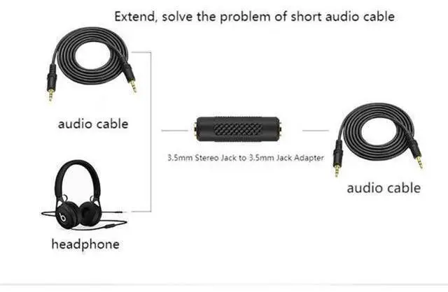 Alt view image 7 of 7 - 3.5mm Stereo Jack to 3.5mm Jack Adapter Female to Female Audio Connector Coupler Gold Plated for Stereo Cable Speaker & Headphone 2 Pack