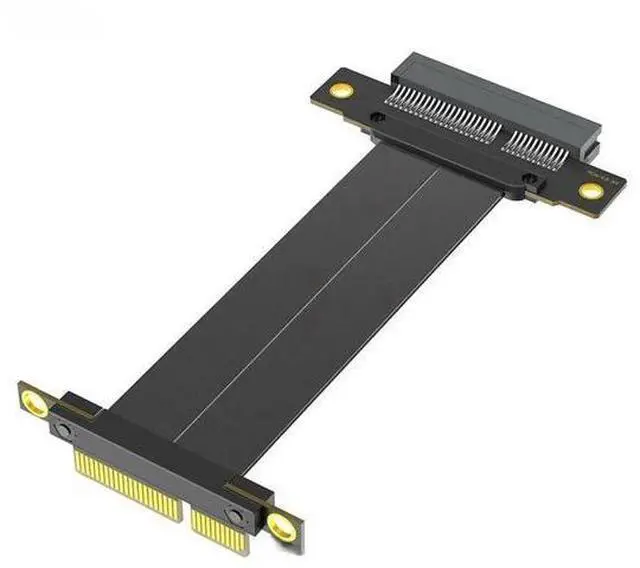 Main image of FOR PCIe 4.0 X4 To X4 GPU Extension Cable 90 Degree Right Angle Goldfinger PCI Express 4.0 4X Riser Card Ribbon Extender for Desktop