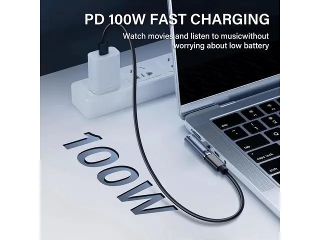 Alt view image 2 of 7 - USB C to 3.5mm Audio Adapter USB Type C to Aux Female Headphones Jack& 100W 2-in-1 PD Power Supply Adapter DAC USB C Headphone Adapter for USB C Devices Without 3.5mm Interface