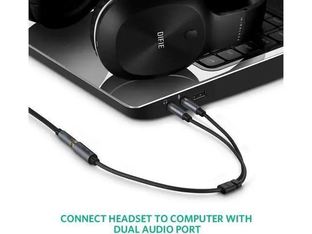 Alt view image 5 of 7 - (2 Pack) Headset Splitter Cable 3.5mm Female to 2 Male for PC Computer and Old Version Laptop, 1Feet/30cm (Blue)