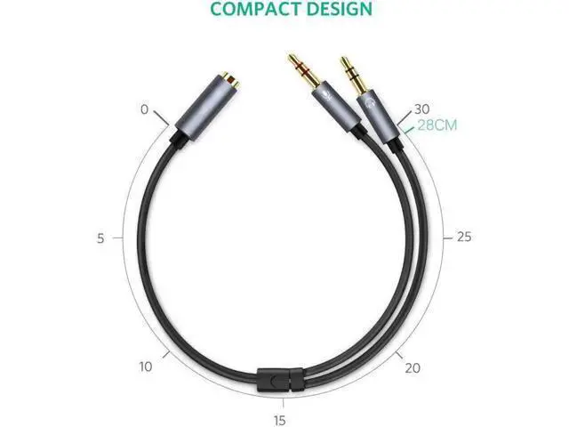 Alt view image 6 of 7 - (2 Pack) Headset Splitter Cable 3.5mm Female to 2 Male for PC Computer and Old Version Laptop, 1Feet/30cm (Blue)