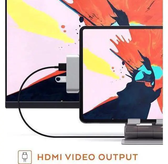 Alt view image 6 of 7 - USB C Hub, 4 in 1 Type C Hub Adapter with 1 USB 3.0 Port, 3.5mm Headphone Jack, PD Charging and 4k HDMI, for iPad Pro 11"/12.9" 2018 & MacBook Pro and Other Type C Devices, Silver