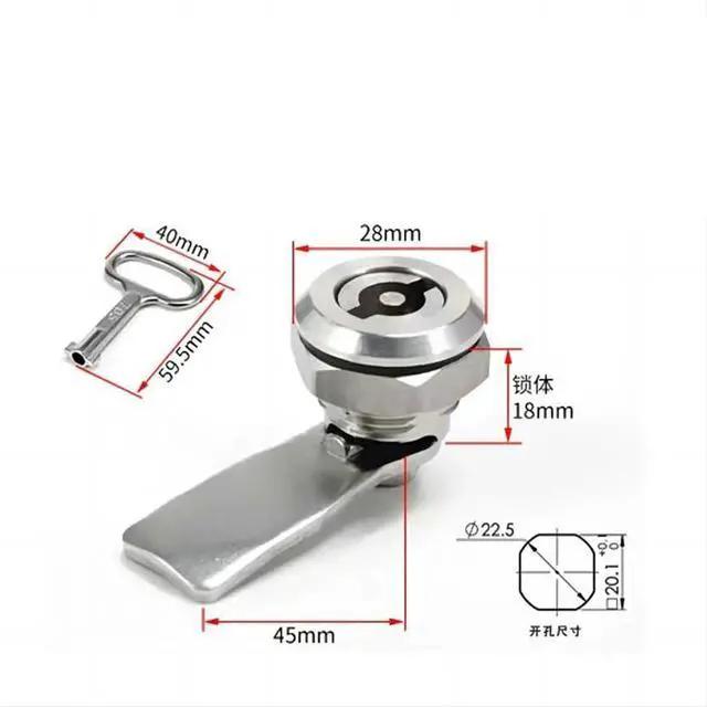 Alt view image 4 of 7 - 1 Set Stainless Steel MS705 Tool Lock with Rotating Tongue Cam Lock 18mm Electric Cabinet Lock Keys(H10mm-Stainless)