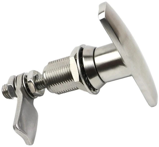 Alt view image 2 of 5 - T Handle Stainless Steel Cam Lock Compression Latch Quarter Turn Key 1Pcs
