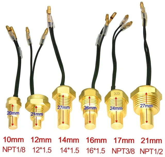 Alt view image 2 of 4 - 12V/24V Water Temperature Sensor Temp Sender 50K Head 10MM 12MM 14MM 16MM