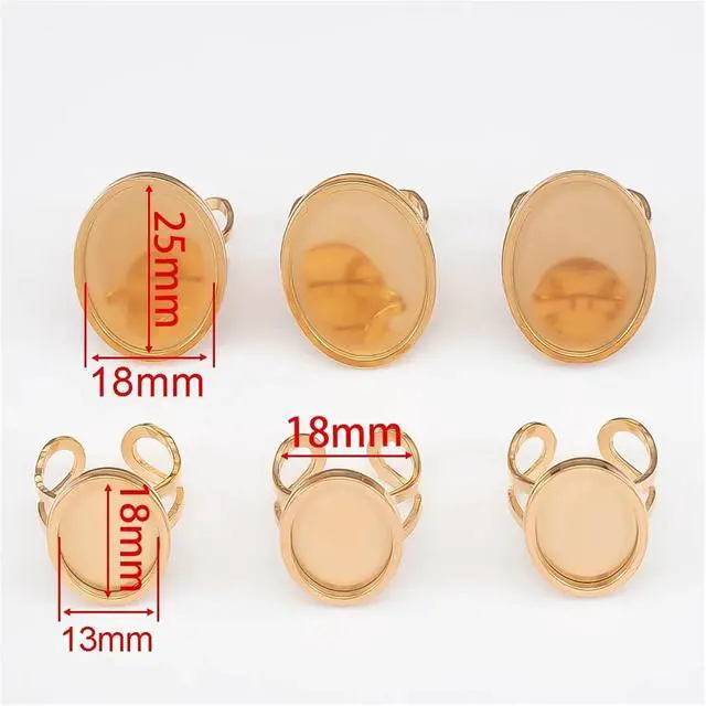 Alt view image 3 of 7 - Ring Blanks 32pcs Stainless Steel Oval Ring 18-25mm Blank Cabochon Trayer Open Craft Bases for Bezel Jewelry Making DIY(Oval-Steel-18x25mm)