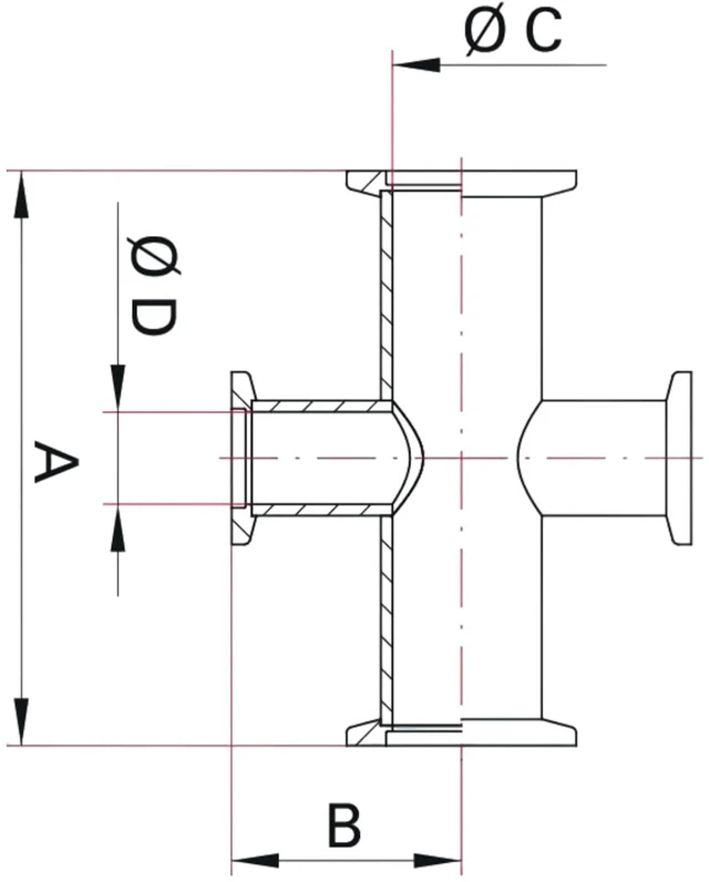 Alt view image 4 of 4 - 304 Stainless Steel Reducer Cross KF-50 to KF-40 Vacuum Fitting - ISO-KF Flange Adapter for High Vacuum Applications(KF-50 to KF-25)