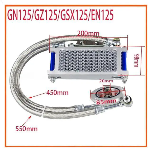 Alt view image 2 of 4 - Radiator Oil Cooler Compatible for Suzuki GN125 GZ125 GSX125 EN125 125cc Motorcycle Chopper Bike Vintage Compatible for Yamaha(Silver Radiator)