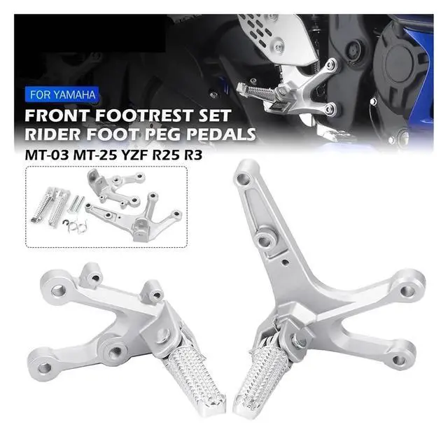 Alt view image 2 of 7 - Front Footrest Foot Peg Pedal Compatible with Yamaha YZF R25 R3 MT25 MT03 2014-2025 Motorcycle Left Right Bracket YZFR25 YZFR3(Left and Right)