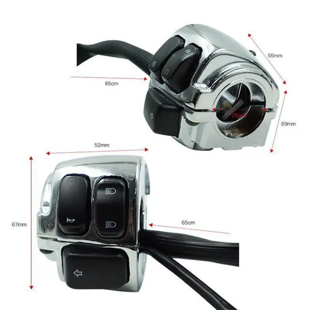 Alt view image 4 of 6 - 1" 25mm Motorcycle Handlebar Control Switch for Harley Dyna Softail Sportster V-Rod 1996-2012 Chrome/Black Handle Switche(Black Switch)