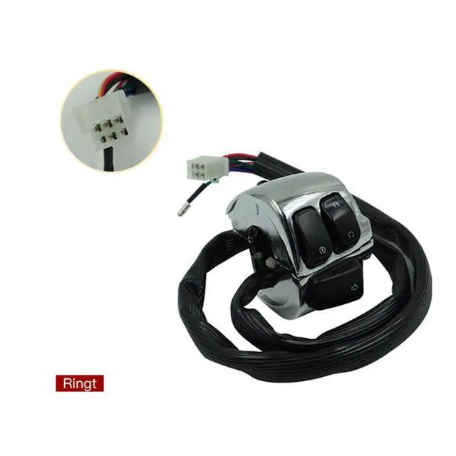 Alt view image 5 of 6 - 1" 25mm Motorcycle Handlebar Control Switch for Harley Dyna Softail Sportster V-Rod 1996-2012 Chrome/Black Handle Switche(Black Switch)