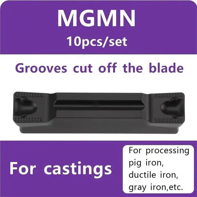 Alt view image 2 of 5 - Insert for Cast Iron 1/5/10pcs,for castings, Grooving Insert MGMN 150/200/250/300/400/500/600 Metal Lathe Tools(MGMN500-M (5.0mm),10pcs)