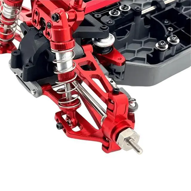 Alt view image 2 of 3 - Rc Steering Cup Parts For MJX 14207 14208 1/14 Metal Upgrade Front Steering Blocks With Bearings Remote Control Car Repair Modify Spare Parts(Red)