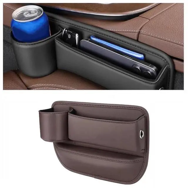 Main image of Car Seats Gap Storage Box for c&hevrolet Malibu 2016-2024 Left-Brown Car Seats Gap Storage Box Multifunctional Wallet Storage Box car Interior with Cup Holder