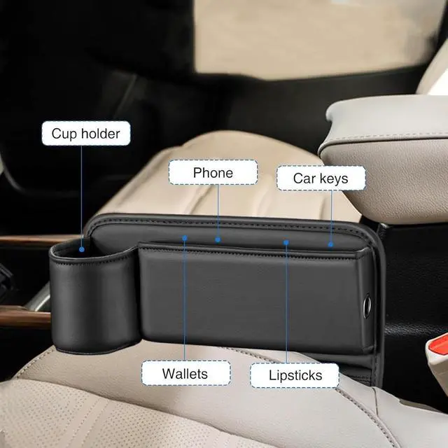 Alt view image 2 of 7 - Car Seats Gap Storage Box for c&hevrolet Malibu 2016-2024 Left-Brown Car Seats Gap Storage Box Multifunctional Wallet Storage Box car Interior with Cup Holder