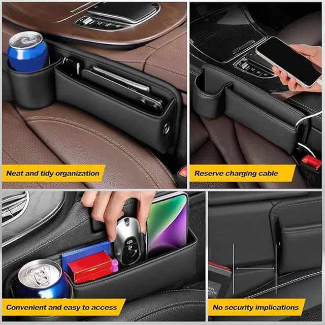 Alt view image 3 of 7 - Car Seats Gap Storage Box for c&hevrolet Malibu 2016-2024 Left-Brown Car Seats Gap Storage Box Multifunctional Wallet Storage Box car Interior with Cup Holder