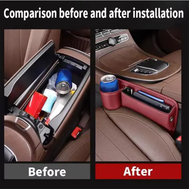 Alt view image 5 of 7 - Car Seats Gap Storage Box for c&hevrolet Malibu 2016-2024 Left-Brown Car Seats Gap Storage Box Multifunctional Wallet Storage Box car Interior with Cup Holder
