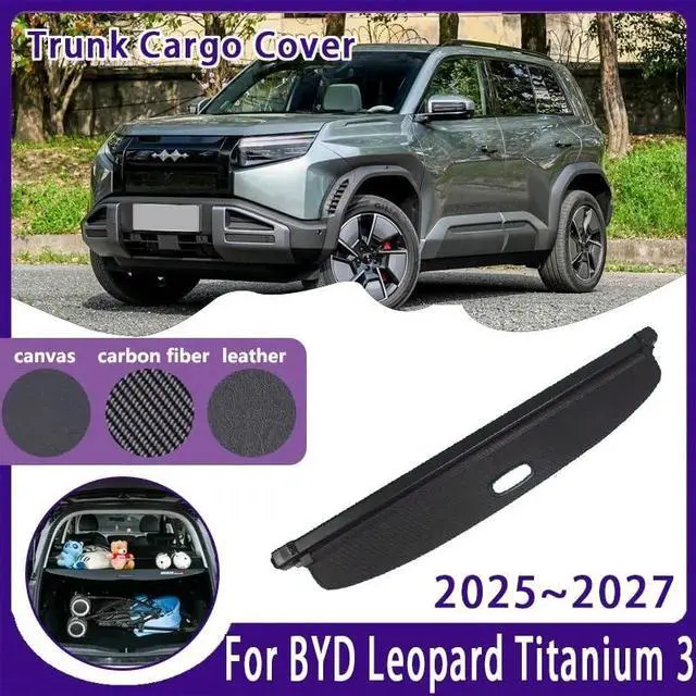 Alt view image 2 of 7 - Car Trunk Storage Covers for BYD Leopard Titanium 3 FangChengBao Tai 2025~2027 Retractable Rack Cargo Shelter Auto Accessories(Carbon Fiber Skin)