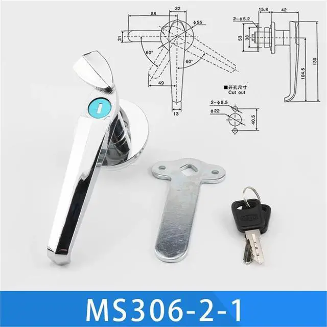 Alt view image 2 of 6 - MS306-1 Stainless Steel Handle Lock Distribution Box Cabinet Door Lock Cabinet Lock Handle Lock Outdoor Door Lock 1Pcs(Blue)