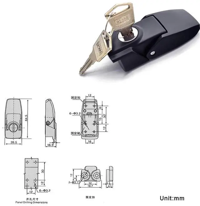 Alt view image 2 of 7 - Cabinet Lock for Sliding Door Mail Box Air Cabinet Eletronic Locker Furniture Drawer JA57 1Pcs(Black Key Small)