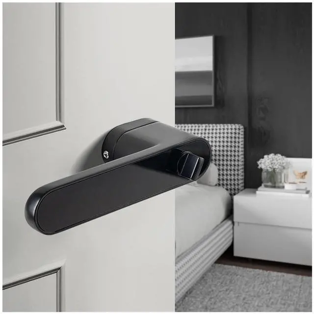 Alt view image 5 of 6 - Modern Minimalist Indoor Magnetic Silent Ecological Door Lock Bedroom Wooden Italian Simple Handle(Matt Black Shiny Black Film)