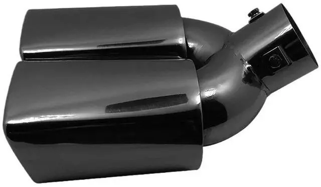 Main image of 1PCS Universal Double Outlet Exhaust Tip Tip Nozzle Rear Muffler Stainless Steel Square Mouth Exhaust Tip Muffler Inlet 63mm(Black Curved)
